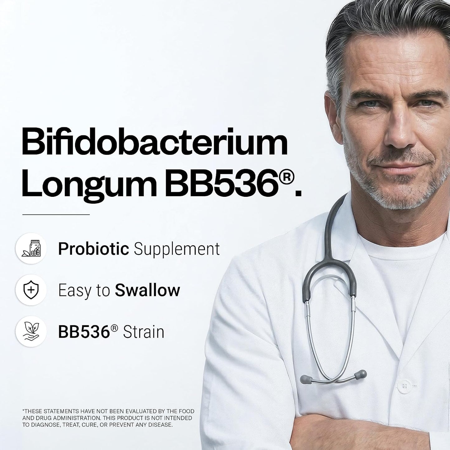 Supersmart Bifidobacterium Longum (BB536) 6 Billion CFU per Day - Probiotics & Prebiotics Supplement | Non-GMO & Gluten Free - 60 DR Capsules | Improves Bowel Disorders - Strengthens the Immune System - Reduces Pollen Allergy Symptoms