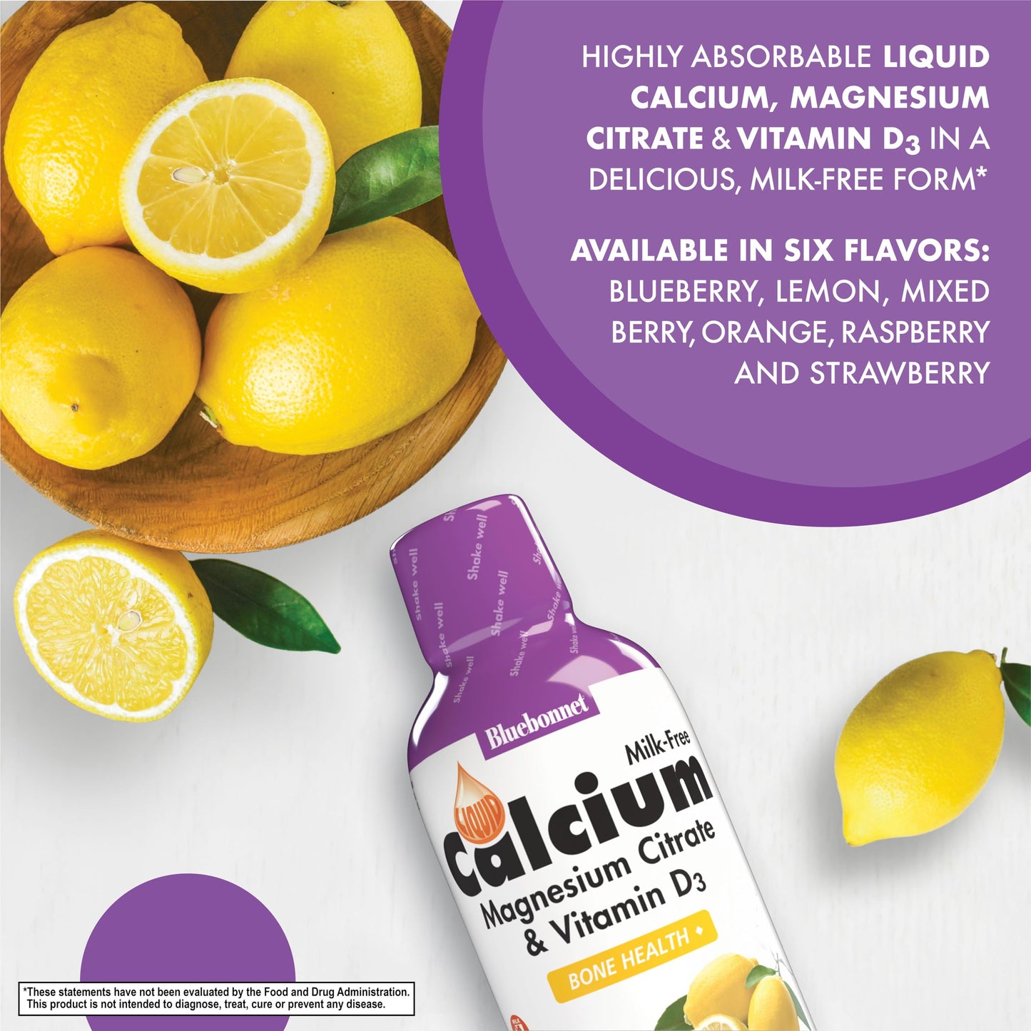 Bluebonnet Nutrition Liquid Calcium Citrate, Magnesium, Vitamin D3, Bone Health, Gluten Free, Soy Free, Milk Free, Kosher, 16 fl oz, 32 Servings, Mixed Berry Flavor