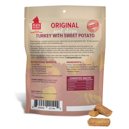 Plato Real Strips Salmon Recipe Dog Treats, Air-Dried High-Protein Soft Strips, Omega-Rich Skin & Coat Support, 18 oz