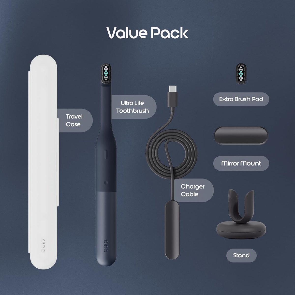 Quip Ultra Lite Sonic Electric Toothbrush, 3 Modes, Mirror Mount, Ash