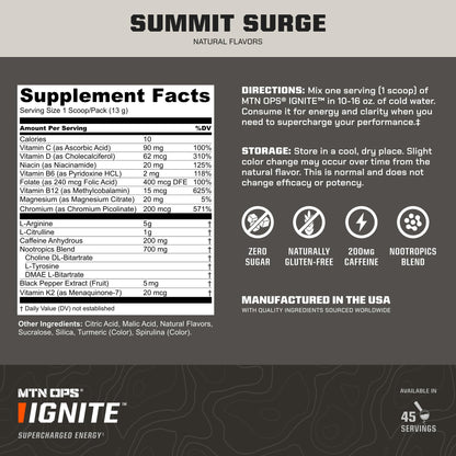 MTN OPS Ignite Energy Powder, Zero Sugar, Tiger's Blood