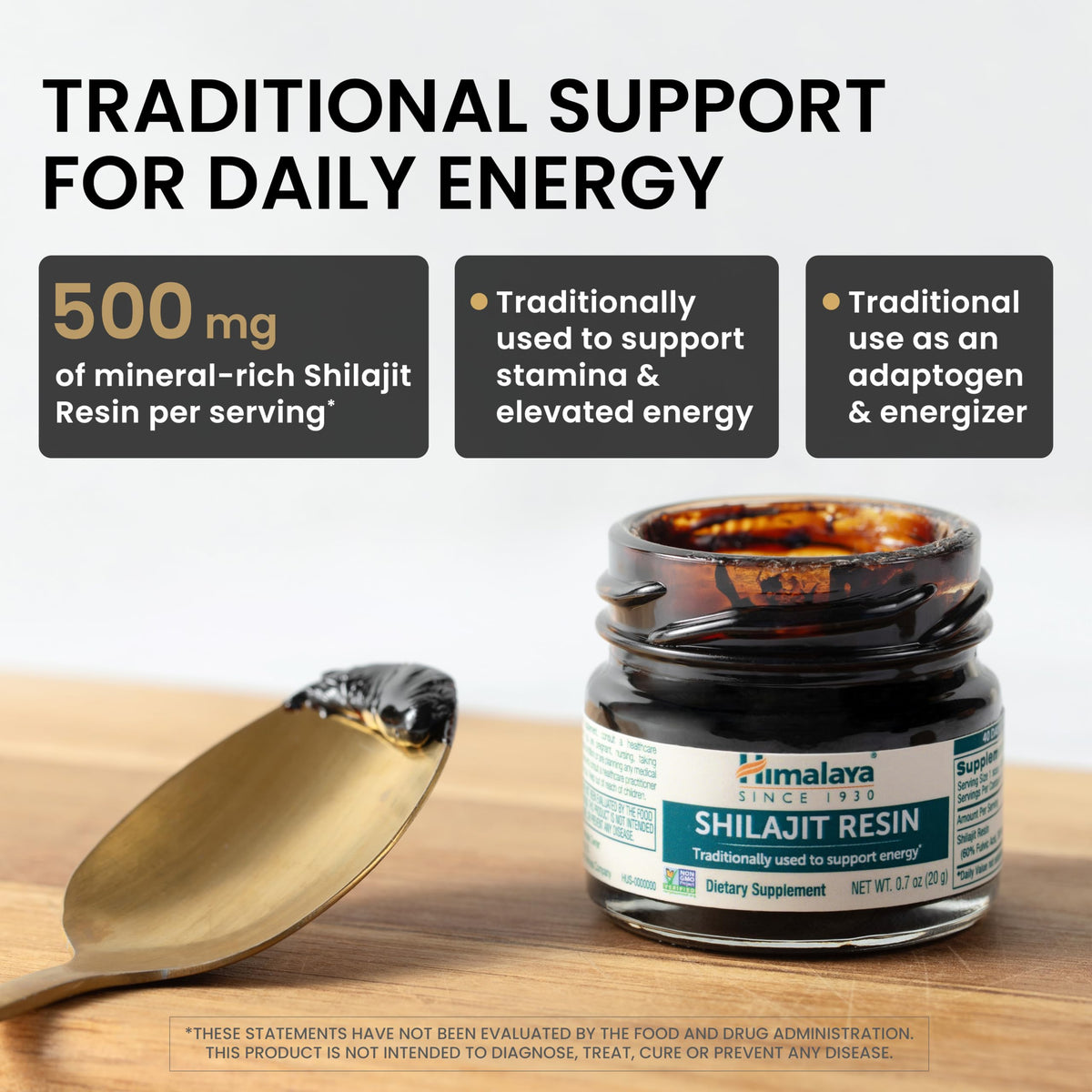 Himalaya Shilajit - Herbal Energy Supplements with Fulvic Acid and Trace Minerals, from Shilajit Resin, Vegan, Non-GMO, Gluten Free, 250 mg, 60 Capsules