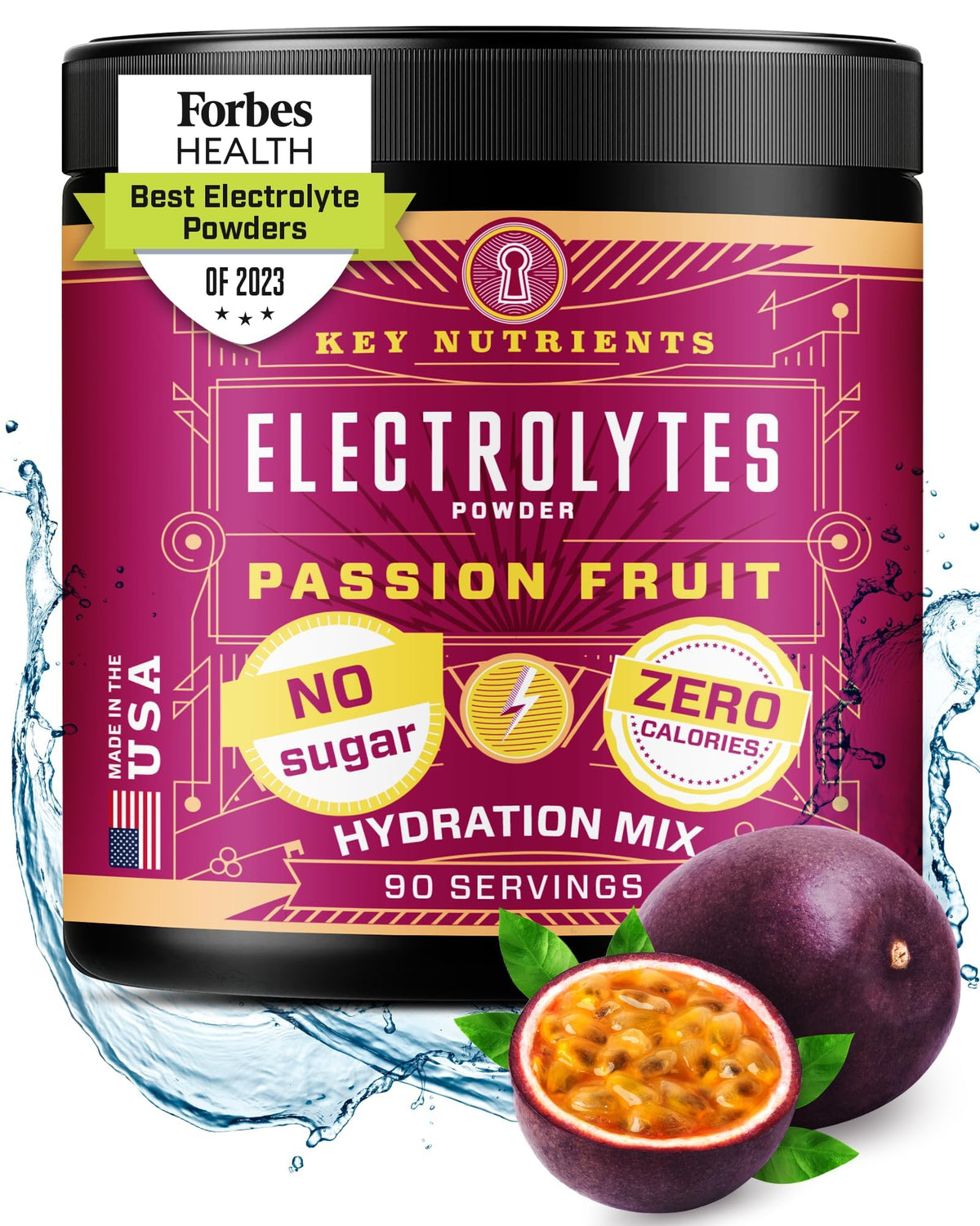 KEY NUTRIENTS Multivitamin Electrolytes Powder No Sugar - Delicious Passion Fruit 