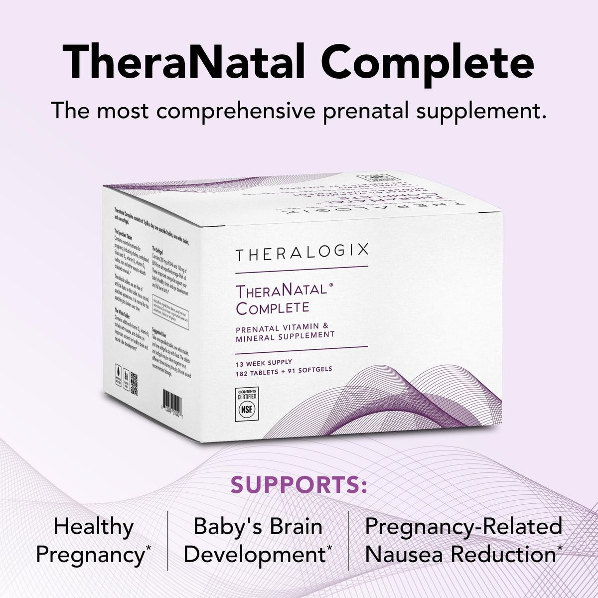 Theralogix TheraNatal Complete Prenatal Vitamin Supplement - 91-Day Supply - with DHA