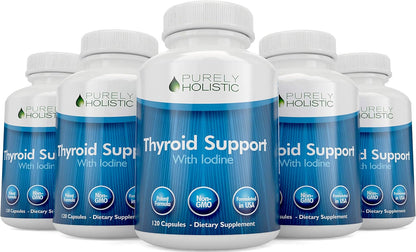 Thyroid Support, Iodine Supplement, Zinc, Selenium L-Tyrosine & Vitamin B | Supports Energy Production and Cellular Health, Thyroid Support for Women and Men, Non-GMO, 120 Capsules (2-Month Supply)