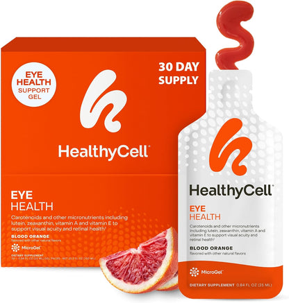 Healthycell Eye Health Daily Liquid Supplement - 30 Gel Packs | Eye Vitamins & Minerals with Lutein, Zeaxanthin, Astaxanthin & Beta Carotene for Sight Care & Macular Support