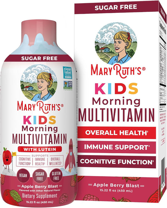 MARYRUTH'S Liquid Morning Multivitamin for Kids | Kids Multivitamin | Immune Support Supplement | Vitamin C | Vitamin D | Essential Nutrients | Vegan | 30-180 Servings | 15.22 fl oz