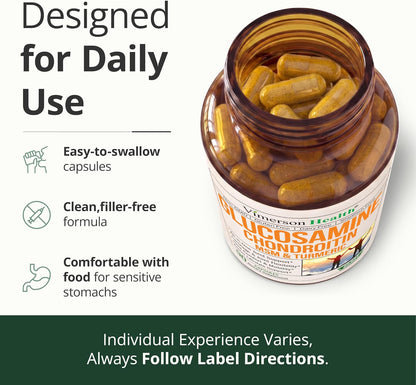 Glucosamine Chondroitin MSM Joint Support Supplement for Women & Men 90 Ct