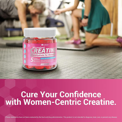 Creatine for Women Gummies, Micronized Creatine Monohydrate + Myo-Inositol, Collagen Peptides, BCAAs, Hyaluronic Acid, Vitamin B6 B12, Zinc for Enërgy, Föcus, Hörmonal Balance, Sugar Free, 120 Counts