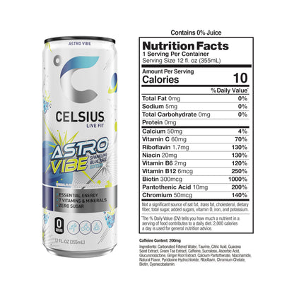 CELSIUS RETRO VIBE Sparkling Sherbet Slush, Sugar Free Energy Drink, 12 Fl Oz (Pack of 12)