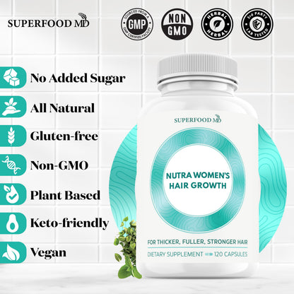 Women's Balance Hair Growth Supplements, Ages 45 and Up, Customer Proven for Visibly Thicker Hair and Scalp Coverage, Soy-Free, Made with 26 Ingredients including Beta Carotenes - 2 Month Supply