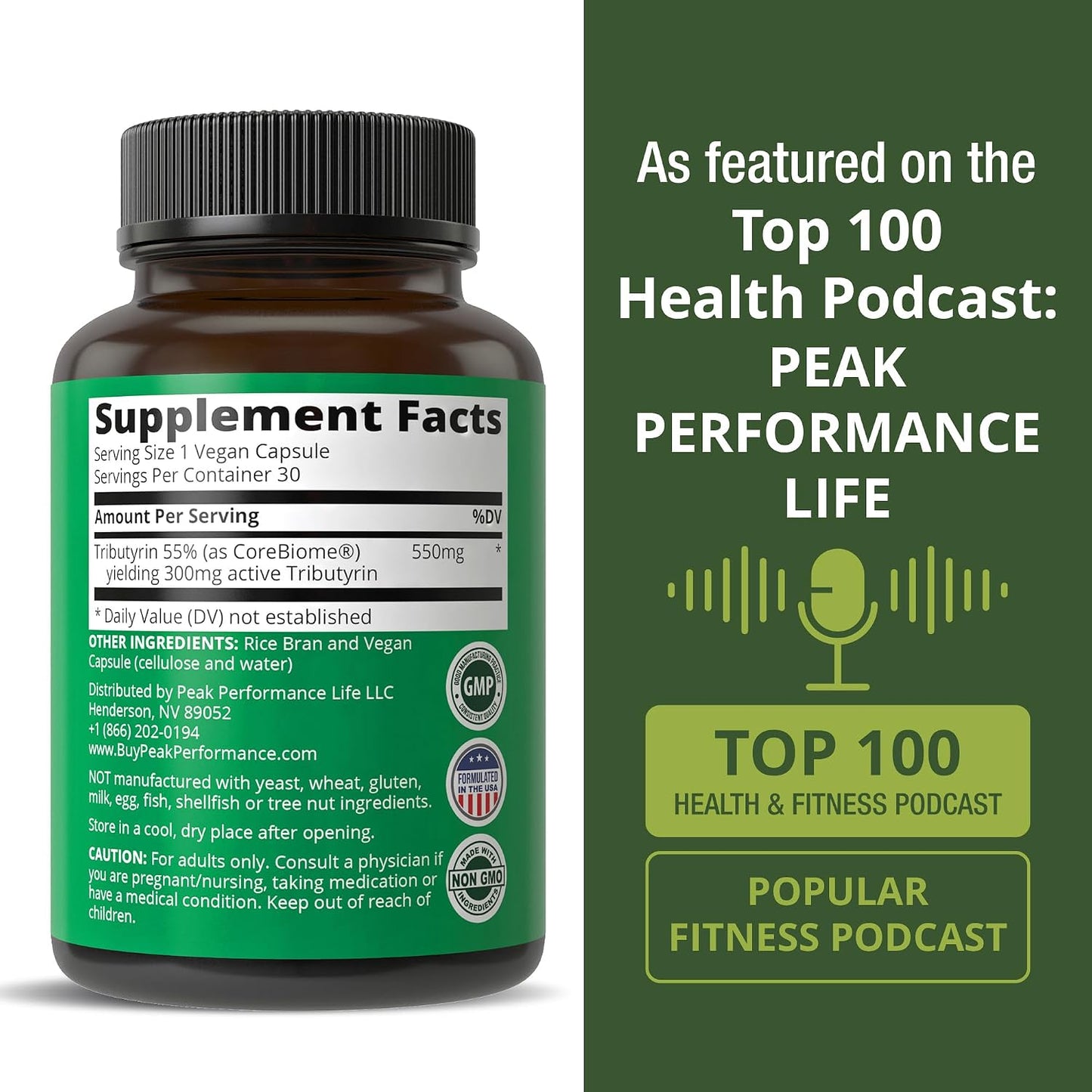CoreBiome Tributyrin Postbiotic Supplement Clinically Tested for Gut Health. More Effective Than Sodium Butyrate Capsules. High Bioavailability Post Biotics for Digestive, Leaky Gut, Colon, Microbiome
