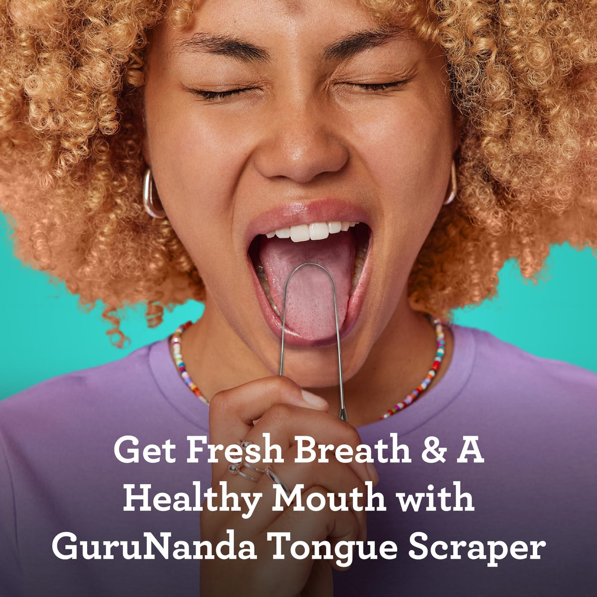 GuruNanda Stainless Steel Tongue Scraper (Pack of 2), Fight Bad Breath, Medical Grade 100% Stainless Steel Tongue Cleaner, Tongue Scraper For Adults and Kids, Great For Oral Care, Travel Friendly