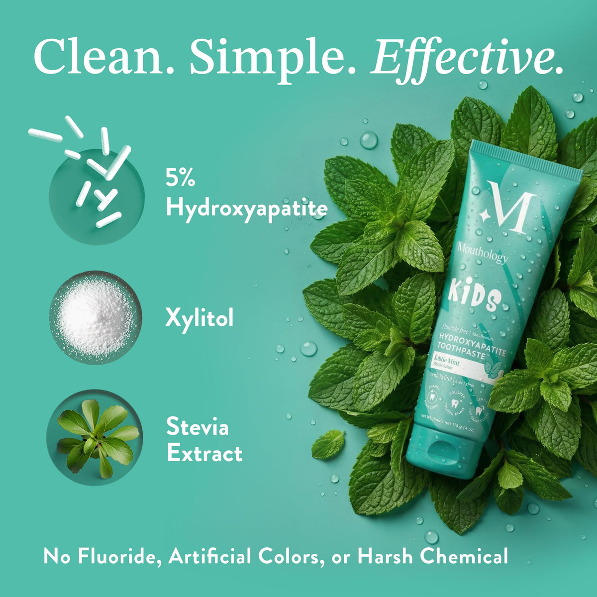 Mouthology 10% Nano Hydroxyapatite Toothpaste Fluoride Free, Whitening*, Rod Shaped nHA, Xylitol Toothpaste for Adults, Enamel Care*, Sensitive Teeth*, SLS Free, Mint 4oz (USA Made) Package May Vary