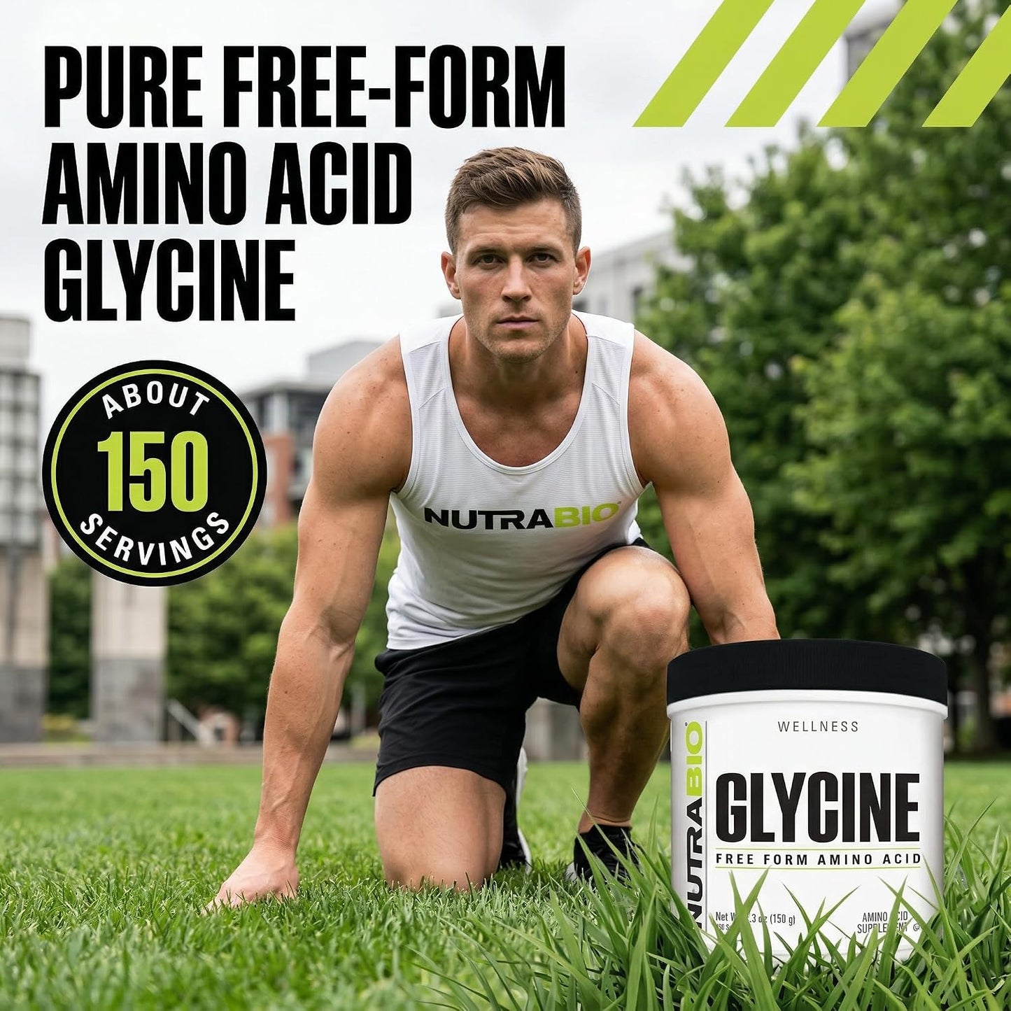 NutraBio Glycine Powder - Glycine Supplement- Free Form Amino Acid Supplement - 1000mg Serving - 150g, 150 Servings