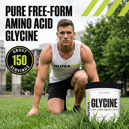 NutraBio Glycine Powder - Glycine Supplement- Free Form Amino Acid Supplement - 1000mg Serving - 150g, 150 Servings