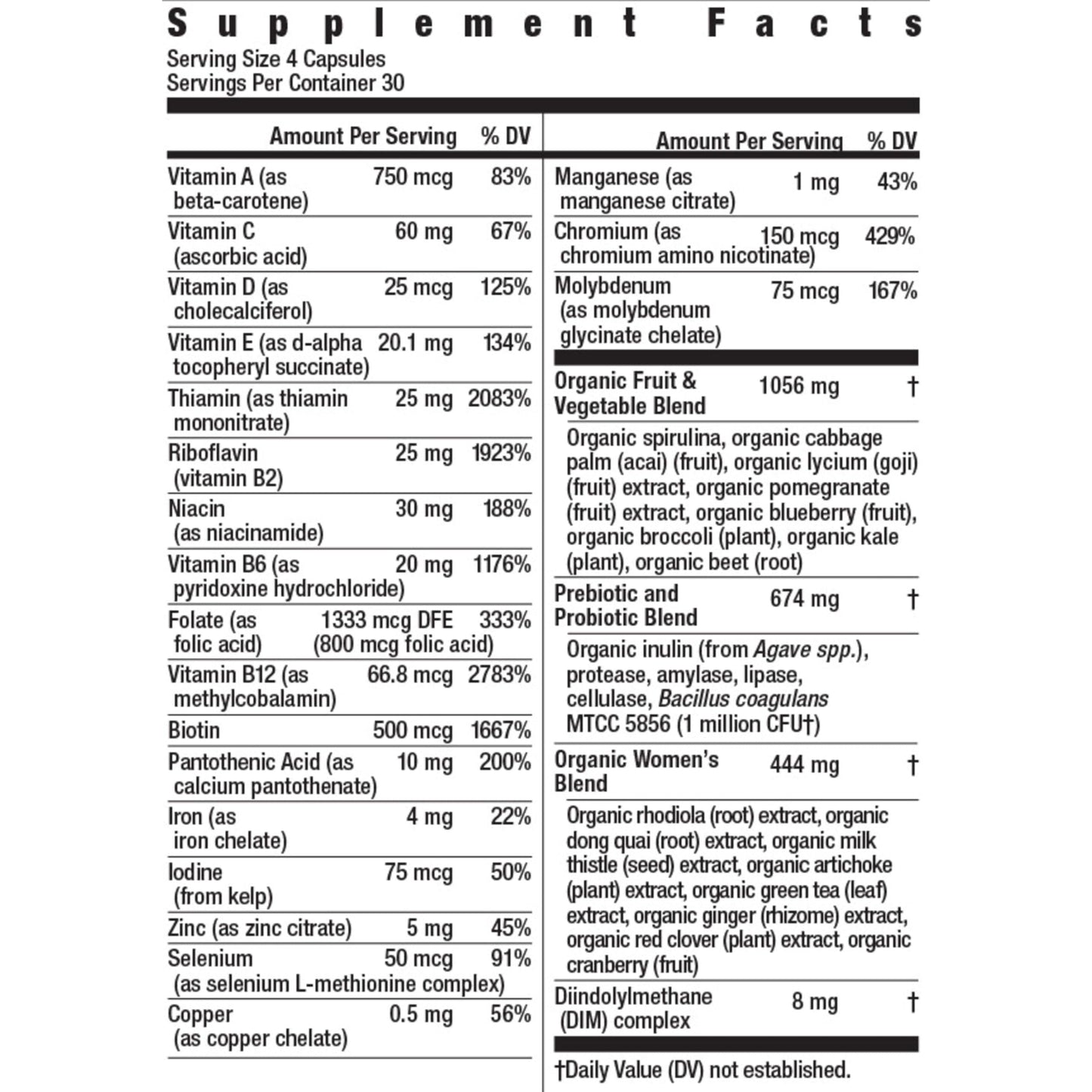 Rainbow Light Womens Multivitamin One + | 150 Caplets | Supports Cellular Energy & Antioxidant Health | Real Food Nutrients, Digestive Enzymes & Probiotics | with Vitamins C, D, and Zinc