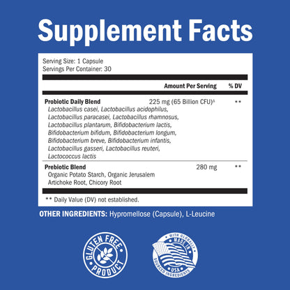 Probiotic 40 Billion CFU with Organic Prebiotics for Gut Health, 60 Count