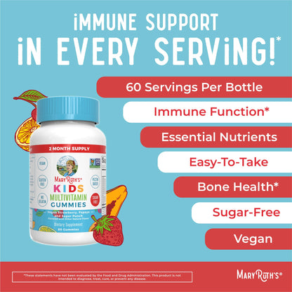 Kids Vitamins by MaryRuth's | Sugar Free | 2 Month Supply | Kids Multivitamin Gummies