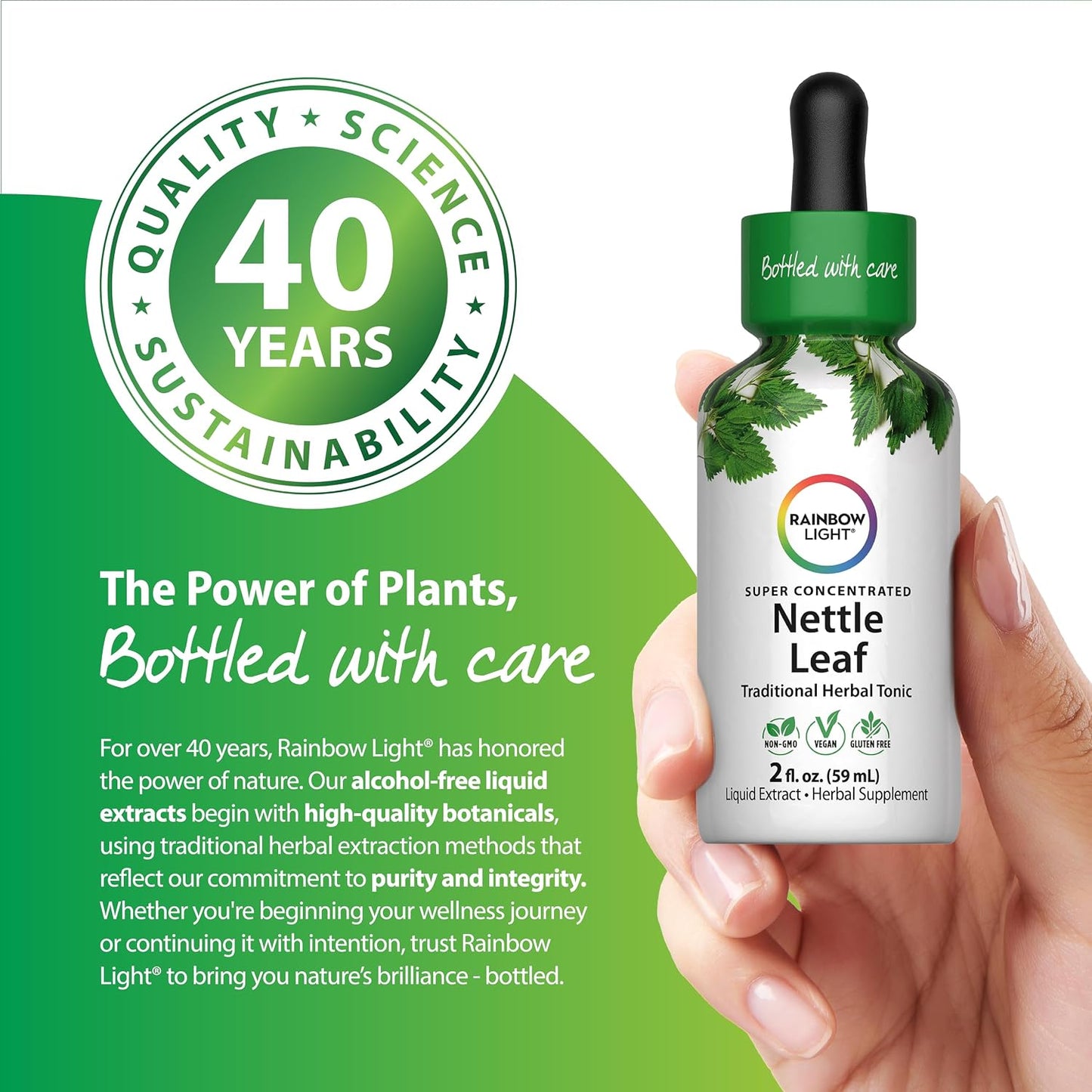 Rainbow Light Nettle Leaf Extract | 2 Fl Oz | Super Concentrated | Alcohol Free | Non-GMO and Gluten Free Herbal Supplement
