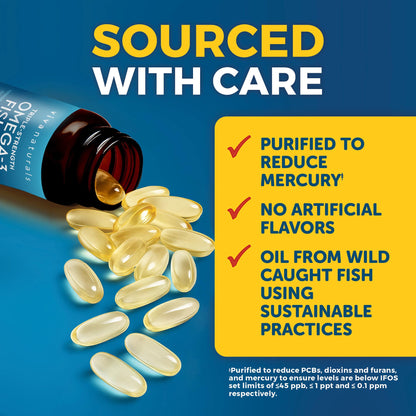 Omega 3 Fish Oil Supplement for Women and Men - 2500 mg Triple Strength Fish Oil per Serving with Omega 3 Fatty Acids Including EPA, DHA DPA - 180 Pescatarian-Friendly Softgels