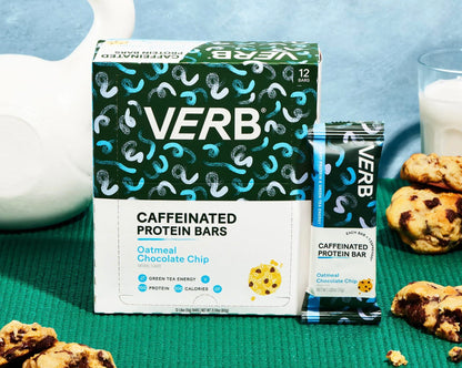 Verb Energy - Oatmeal Chocolate Chip Caffeinated Protein Bars - 190-Calorie 6g Sugar 10g