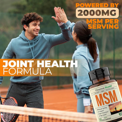 2000mg MSM Supplement for Cartilage & Joint Support - No Talc - 100 Tablets