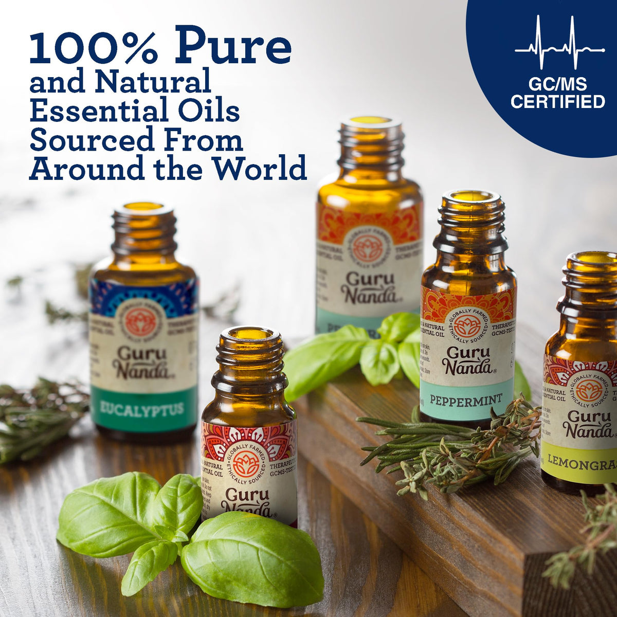 GuruNanda Essential Oils (Set of 12) with Wooden Storage Gift Box- 100% Pure & Undiluted Oils- Perfect for Aromatherapy, Massage, Beauty, Hair Care & Diffusers (Contains 6 Blends & 6 Singles)