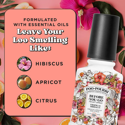 Poo-Pourri Before-You-Go Toilet Spray, Tropical Hibiscus, 2 Fl Oz - Hibiscus, Apricot and Citrus