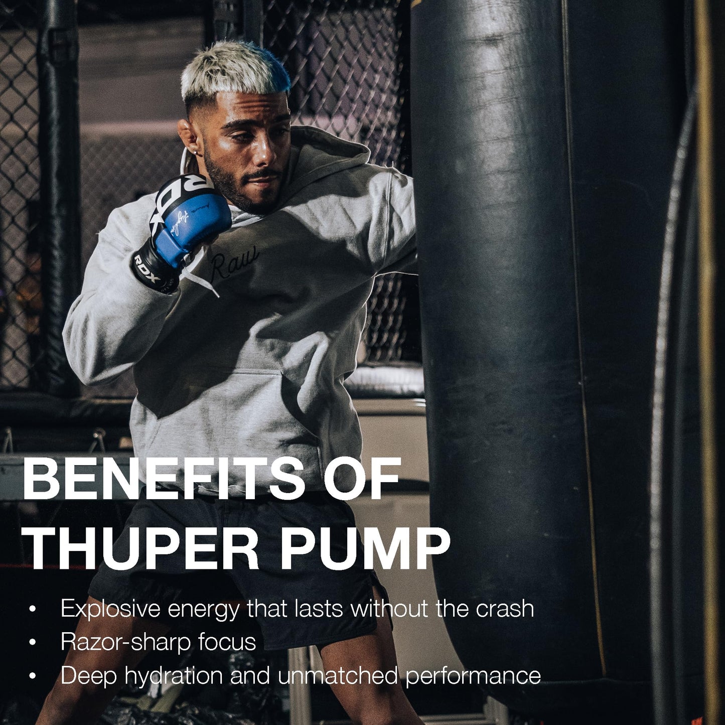 RAW Thuper Pump Stim Free Pre Workout Powder - High-Dosage Caffeine-Free Pre Workout for Max Muscle Pumps & Strength Building - Non-Stimulant Preworkout with Creatine - 20 Servings, Champion Mentality
