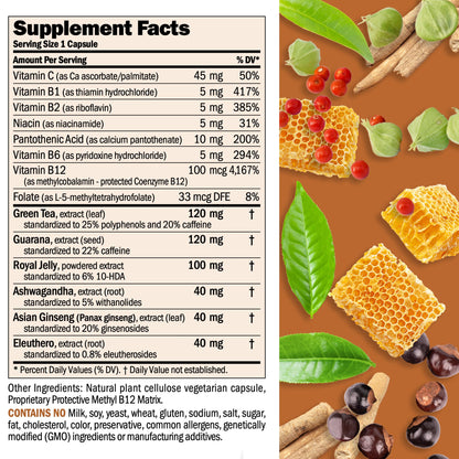 ANDREW LESSMAN Urgent Energy 60 Capsules - Provides a Safe, Healthy Means of Enhancing Energy Levels and Feelings of Well-Being, Green Tea, Guarana, Ginseng, Royal Jelly, Ashwagandha, B-Complex