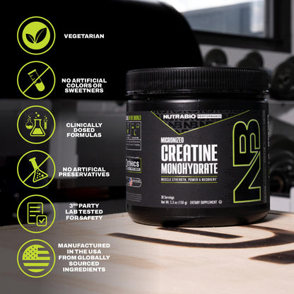 NutraBio Pure Micronized Creatine Monohydrate Powder Supplement, Unflavored, (300 g) - Supports Bulk Muscle Energy, Recovery, and Strength - HPLC Tested Creatine Powder Supplement for Men and Women