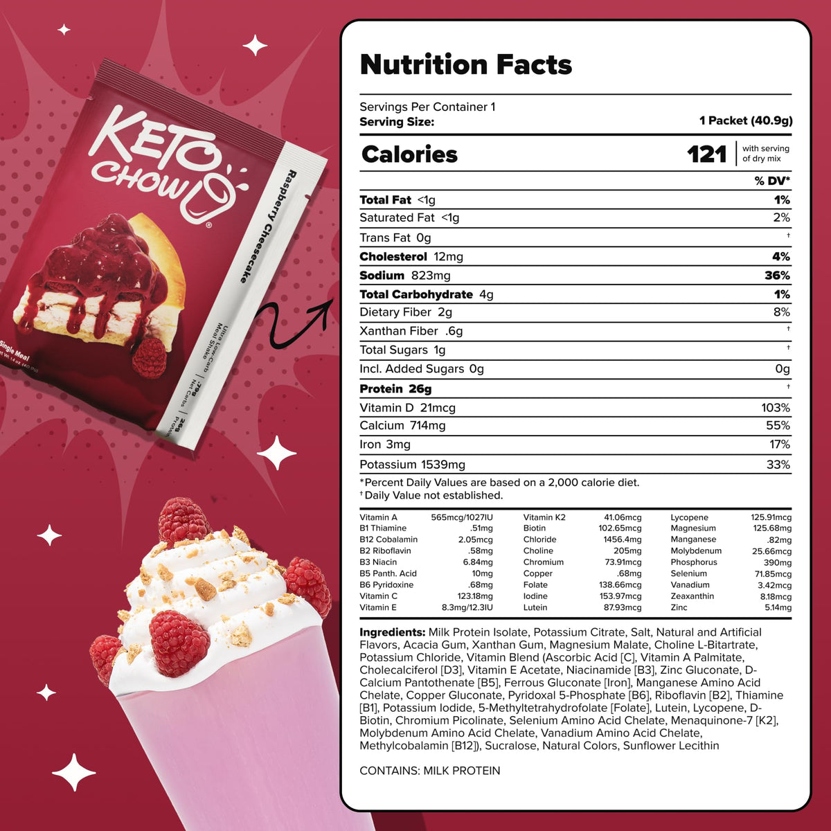 Keto Chow Chocolate Peanut Butter Meal Replacement Shake Powder, 3 Meals