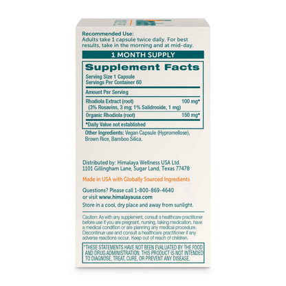 Himalaya Rhodiola Rosea Extract - Herbal Rhodiola Rosea Supplements for Supporting Stress Relief, Energy, and Exercise Endurance - Vegan, Gluten Free, 250 mg, 60 Capsules