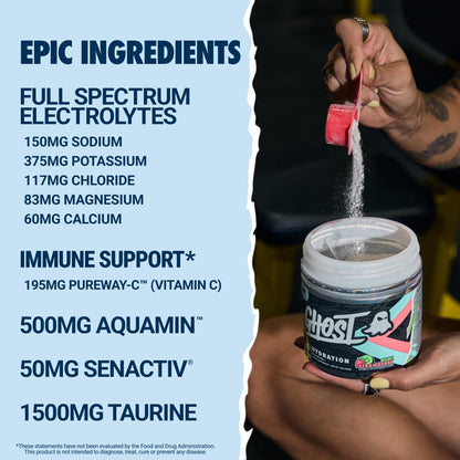 GHOST Hydration Sticks, Electrolyte Powder Packets, Sonic Cherry Limeade - 24 Sugar Free Instant Electrolyte Drink Mix - Caffeine-Free Daily Hydration & Immune Support with Clean Formula