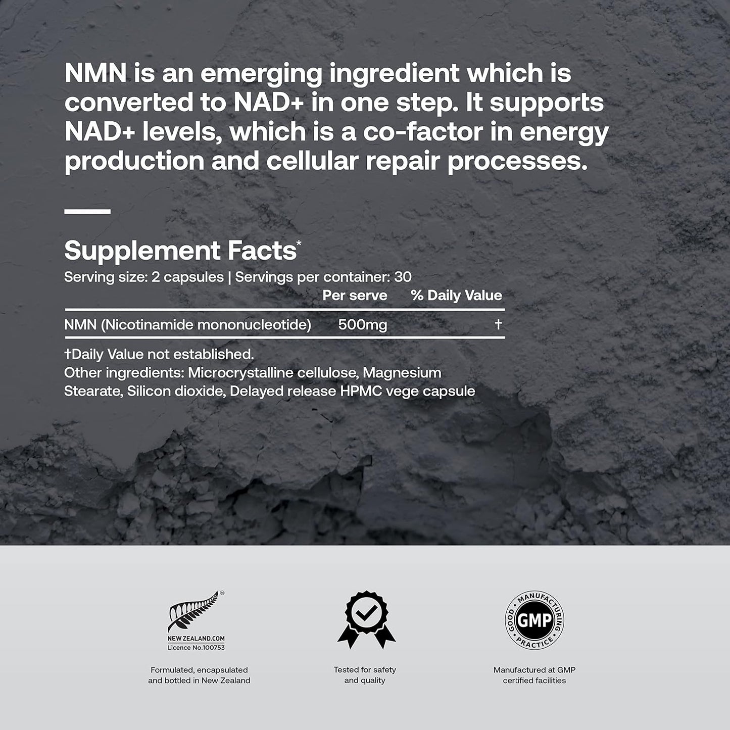 SRW Laboratories NMN 500mg | Over 99.5% Pure Nicotinamide Mononucleotide | Patented Stabilization | Delayed Release Capsules | NAD+ Booster for Cellular Energy & Healthy Aging | 60 Vege Capsules