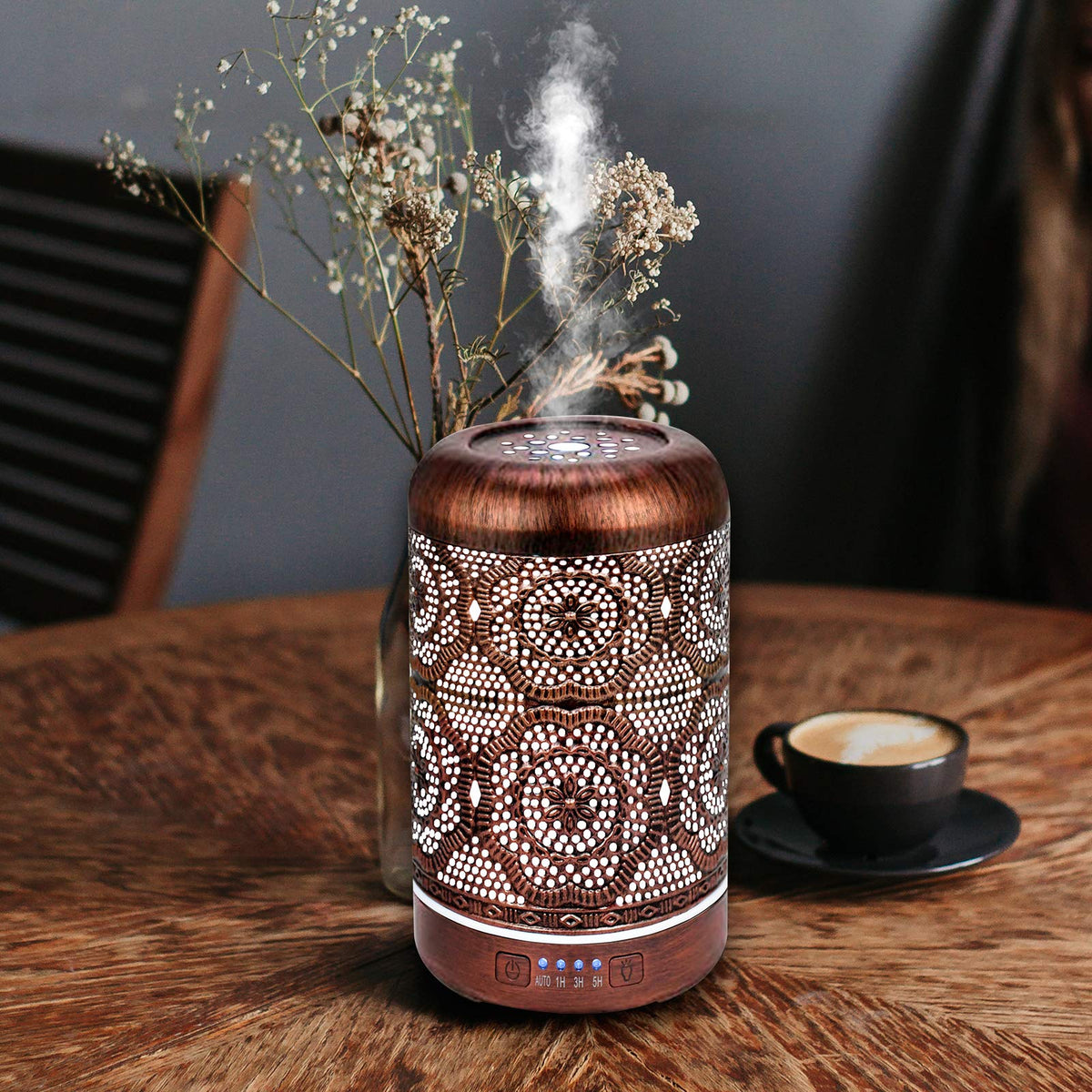 Essential Oil Diffuser, Upgraded Metal Diffusers with Lavender Lemon Essential Oils, 250ml