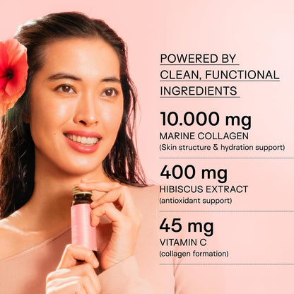 Happy Aging Marine Collagen Peptides Glow Shot 10g - Liquid Collagen for Women with Liposomal Delivery - Promotes Skin Hydration, Elasticity & Radiance - Supports Hair & Nails, 10 Shots