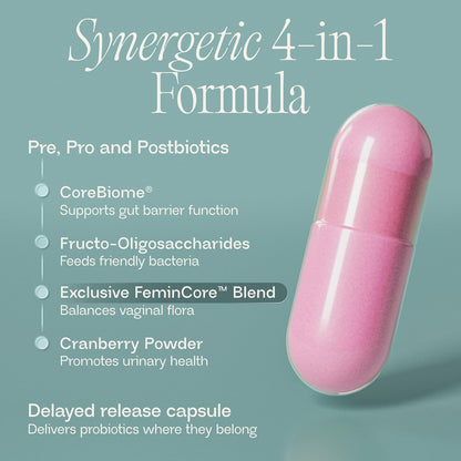 BIOMA Feminine Health Synbiotic - Women's Health Supplement for Healthy Vaginal pH, Urinary Tract & Digestive Support - with Probiotics, Cranberry & Tributyrin - 60 Capsules (30-Day Supply)