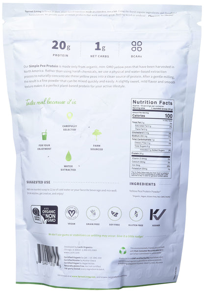 Sprout Living Organic Pumpkin Seed Protein Powder, Unflavored, 20 Grams of Plant Based Protein Powder Without Artificial Sweeteners, Non Dairy, Non-GMO, Vegan, Gluten Free (1 Pound, 14 Servings)