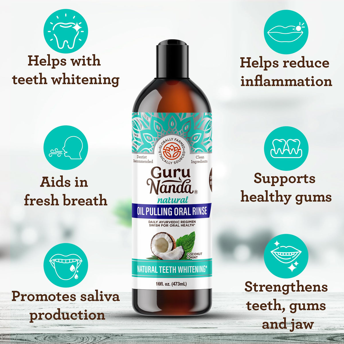 GuruNanda Coconut Oil Pulling with 7 Essential Oils and Vitamin D3, E, K2 (Mickey D)
