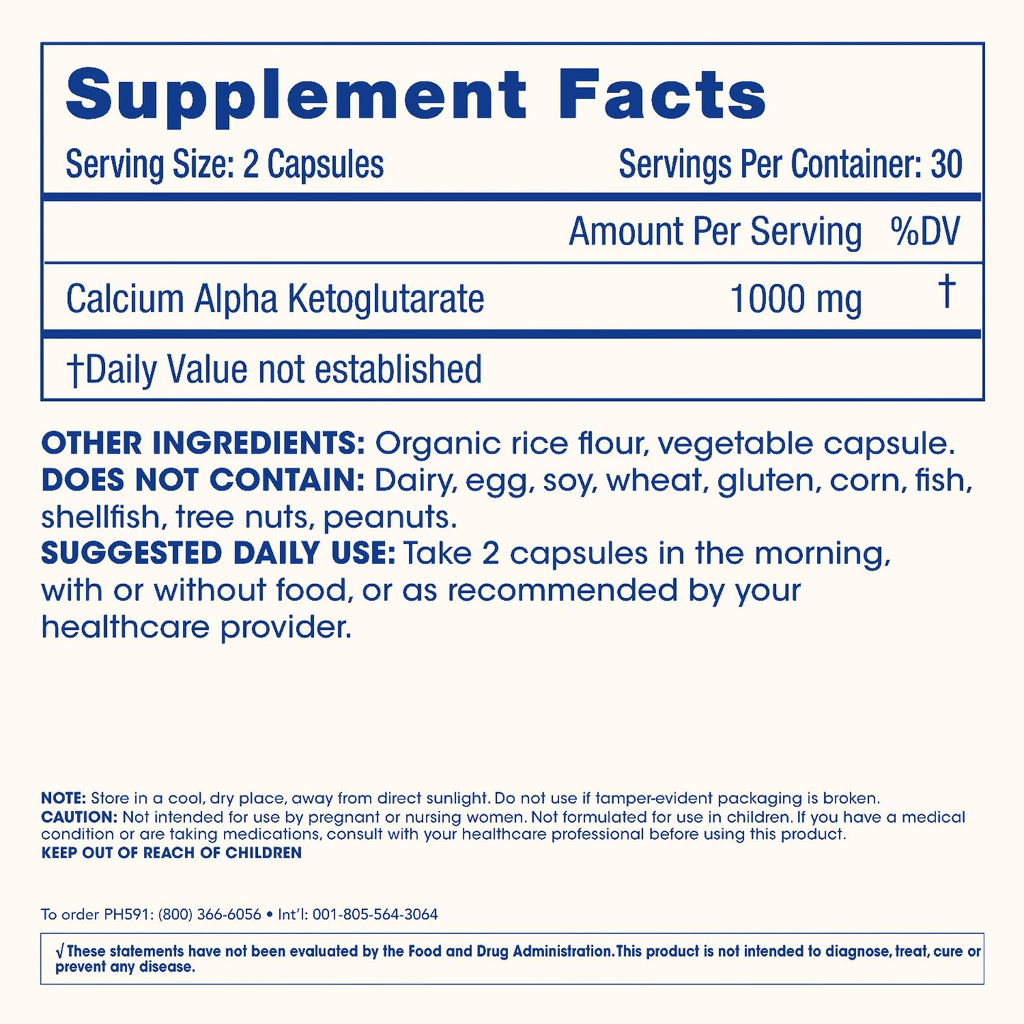 ProHealth, Ca AKG Supplement (Alpha Ketoglutarate) (1,000 mg per 2 Capsule Serving, 60 Capsules). Supports Metabolic Function and Healthy Aging Processes.