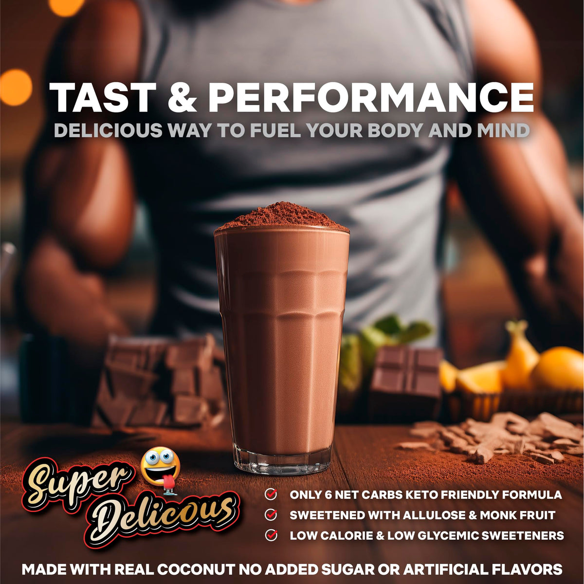 SUPERB4FIT Whey Protein Isolate Protein Keto Powder Chocolate Caramel Protein Shake