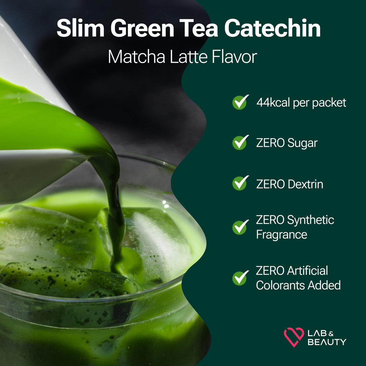 Slim Green Tea Catechin - Matcha Latte Flavor - 15 Pack - Supports Healthy Weight