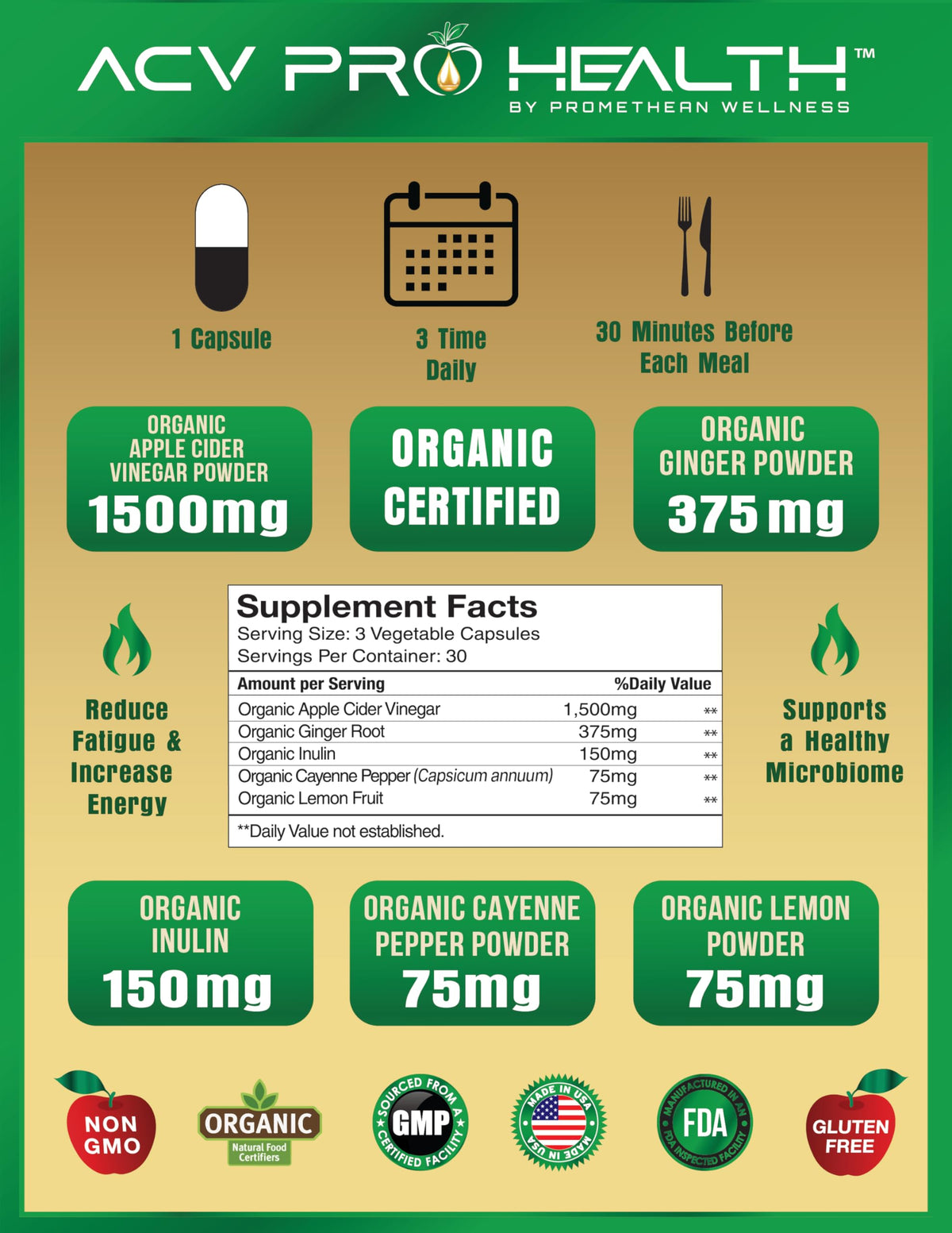 Certified Organic Apple Cider Vinegar Capsules Pro with Mother Acv Pills Detox