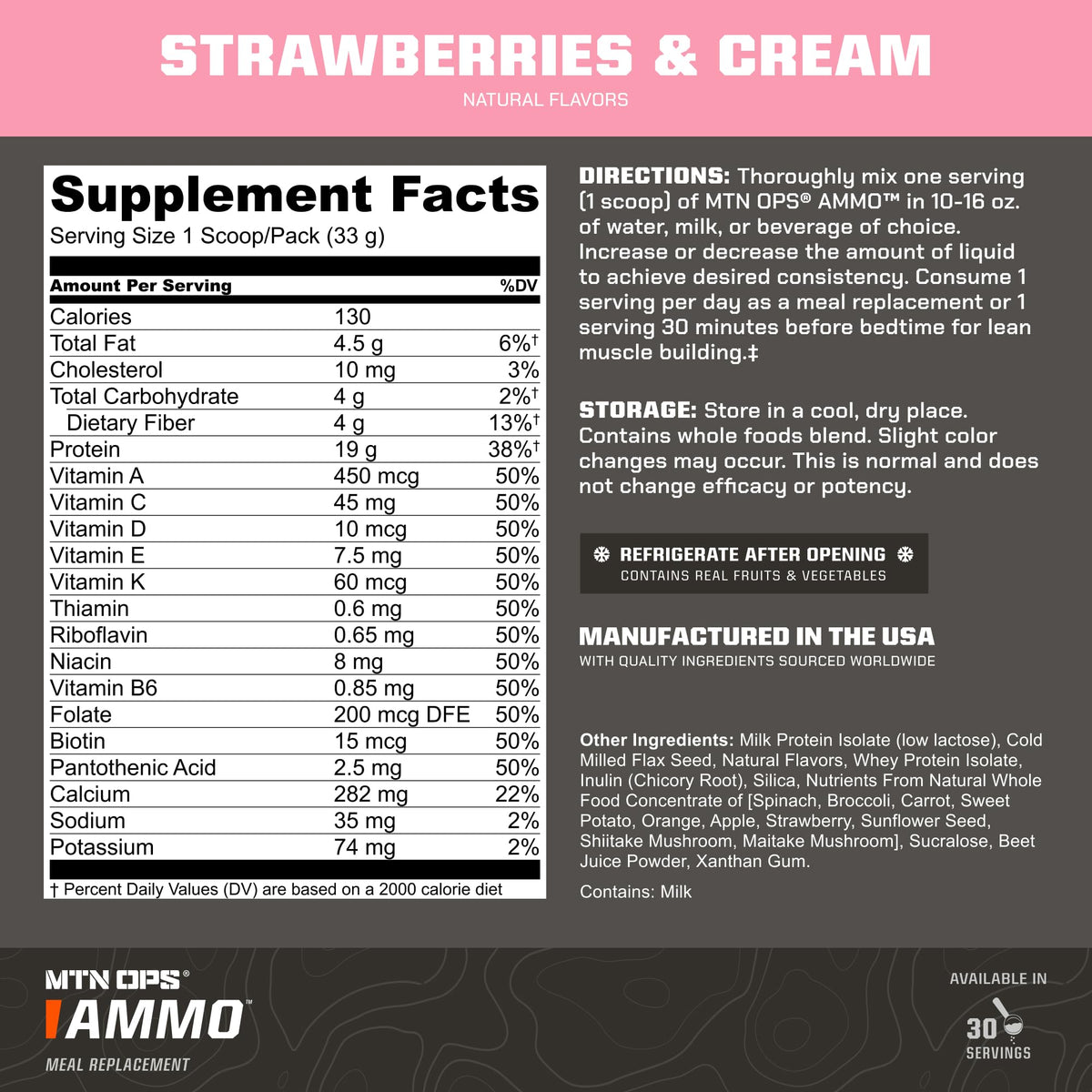 MTN OPS Ammo Meal Replacement Protein Powder, Peanut Butter Chocolate