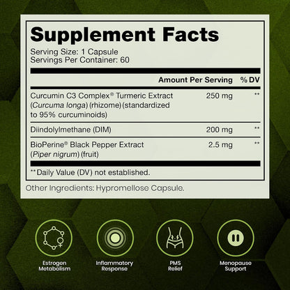 Pure Therapro Rx DIM 3+ | 60 Vegan Caps - 2 Month Supply | DIM, Curcumin & BioPerine, Supports Healthy Estrogen Metabolism in Men & Women, Antioxidant & Detoxification Support, Pharmaceutical Grade