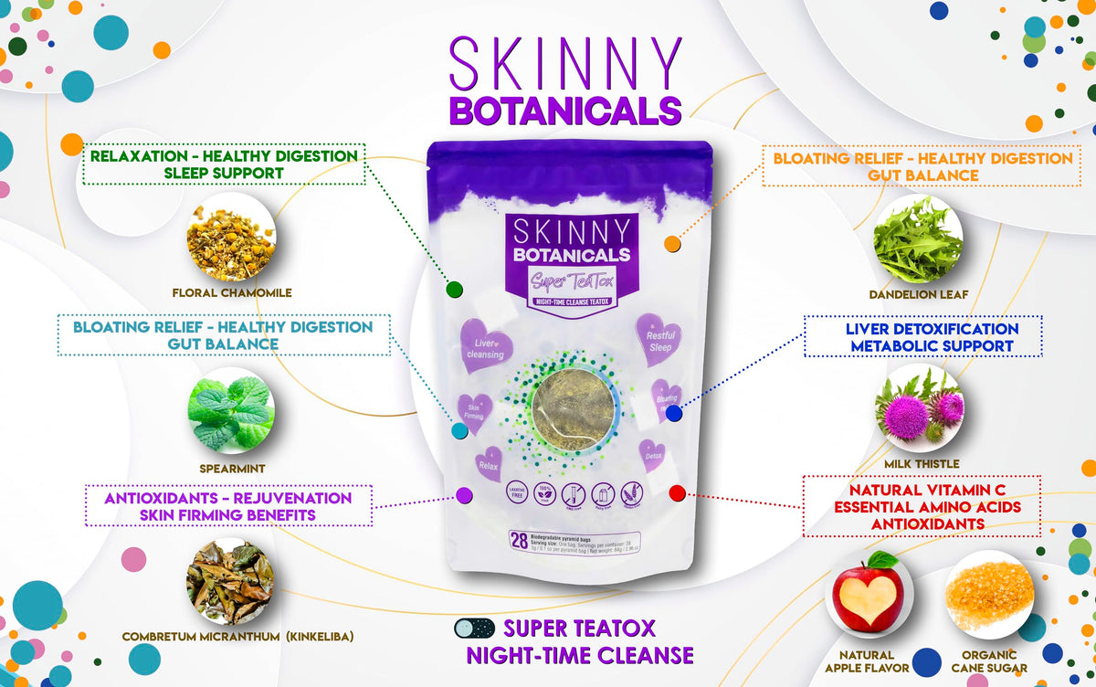 Skinny Botanicals Evening Detox Tea for Body Cleanse All Natural - Laxative-Free