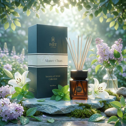 Gulab Jamun by Imjitt - Authentic Thai Botanical Aroma Diffuser with Turkish Rose and White Tea Notes, Featuring Luxury Reed diffusers for Home to Create a Welcoming, Long-Lasting Ambient Scent