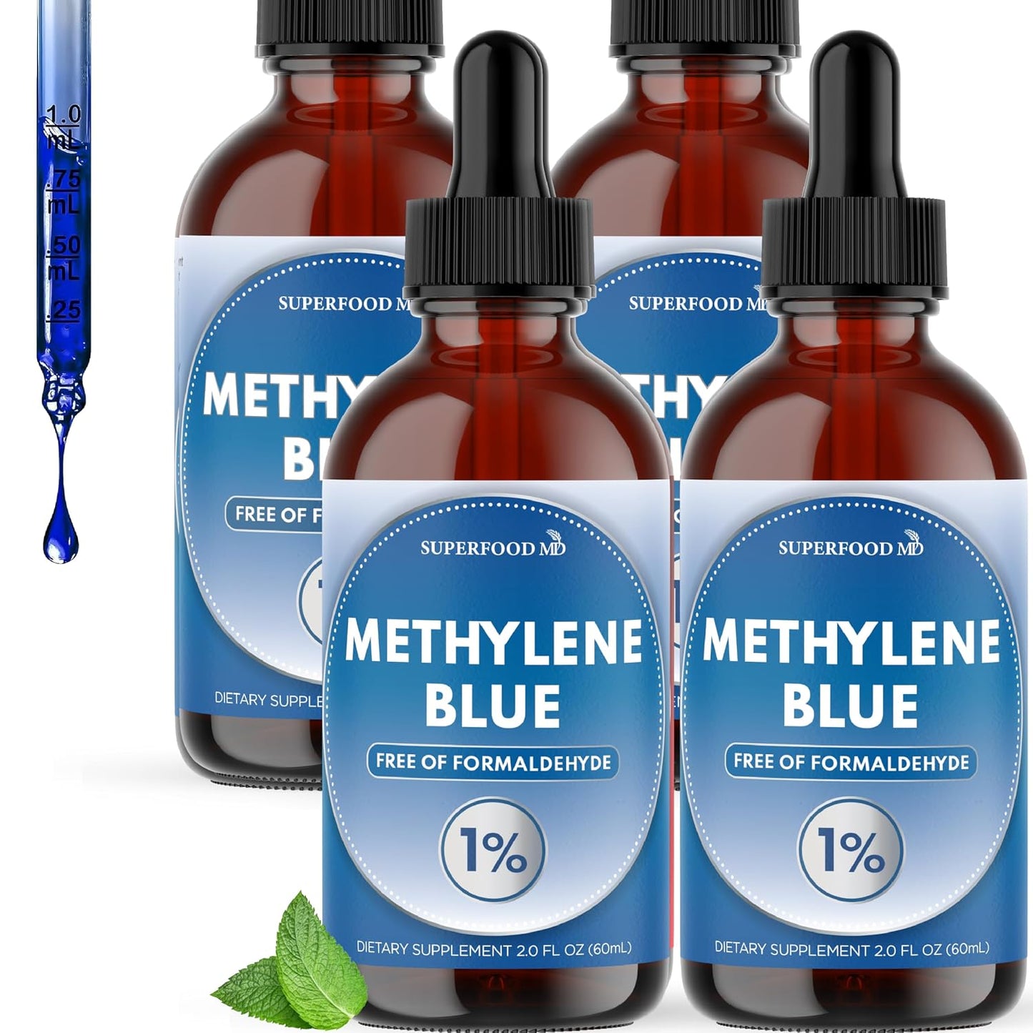 Methylene Blue Pharmaceutical Grade 8 oz – Pharmaceutical Grade 1% Solution, 3rd Party Tested, Brain Health Supplement for Humans High Cognitive Support – Formaldehyde-Free Formula